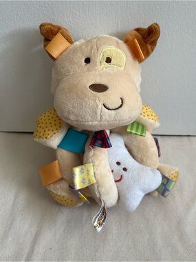 Taggies Earlyears Puppy Dog Toy Sensory Ribbon Tags Rattle 8”